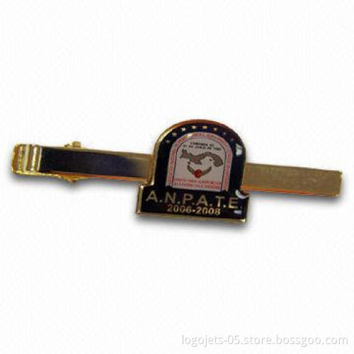 Tie Clips with Silver-welded Colorless Copper-stamped Customized Logo